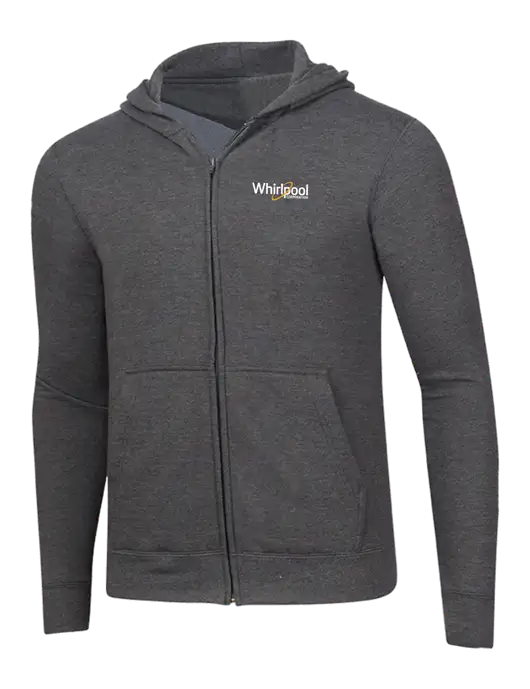 Dark Heather Grey 8.5 oz Ring Spun Zip Hooded Sweatshirt w/Whirlpool Corporation Logo