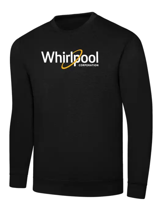 Black 7.8 oz Ring Spun Crew Sweatshirt w/Whirlpool Corporation Logo