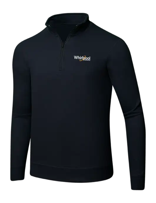 Jet Black 8.5 oz Ring Spun 1/4 Zip Pullover Sweatshirt w/Whirlpool Corporation Logo