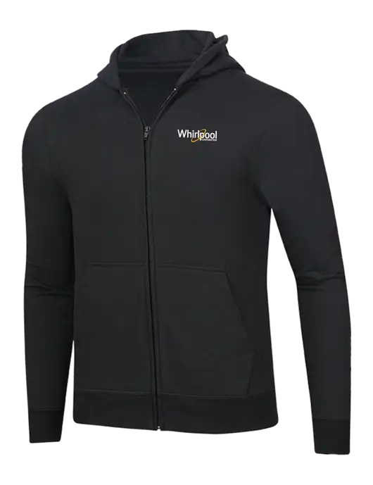 Jet Black 8.5 oz Ring Spun Zip Hooded Sweatshirt w/Whirlpool Corporation Logo
