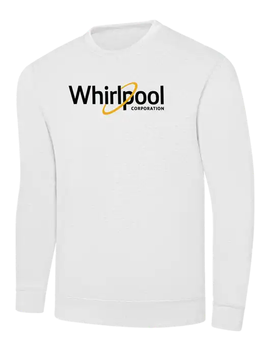 White 7.8 oz Ring Spun Crew Sweatshirt w/Whirlpool Corporation Logo