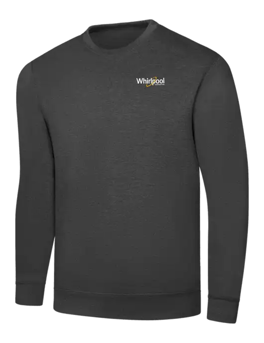 Dark Heather Grey 7.8 oz Ring Spun Crew Sweatshirt w/Whirlpool Corporation Logo