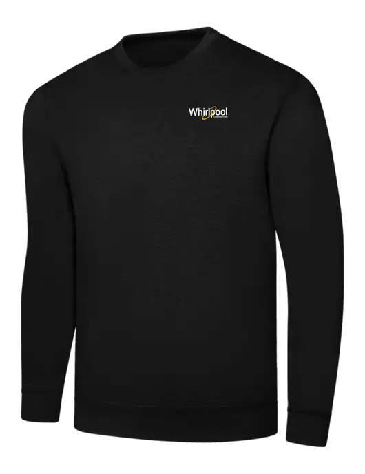 Black 7.8 oz Ring Spun Crew Sweatshirt w/Whirlpool Corporation Logo