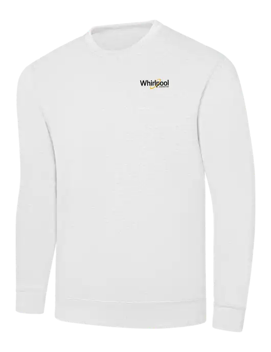 White 7.8 oz Ring Spun Crew Sweatshirt w/Whirlpool Corporation Logo