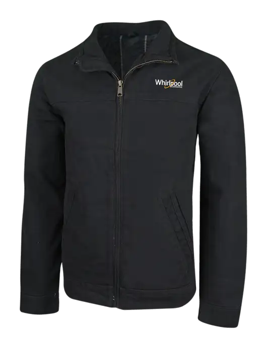 Cornerstone Black Washed Duck Cloth Flannel Lined Work Jacket w/Whirlpool Corporation Logo