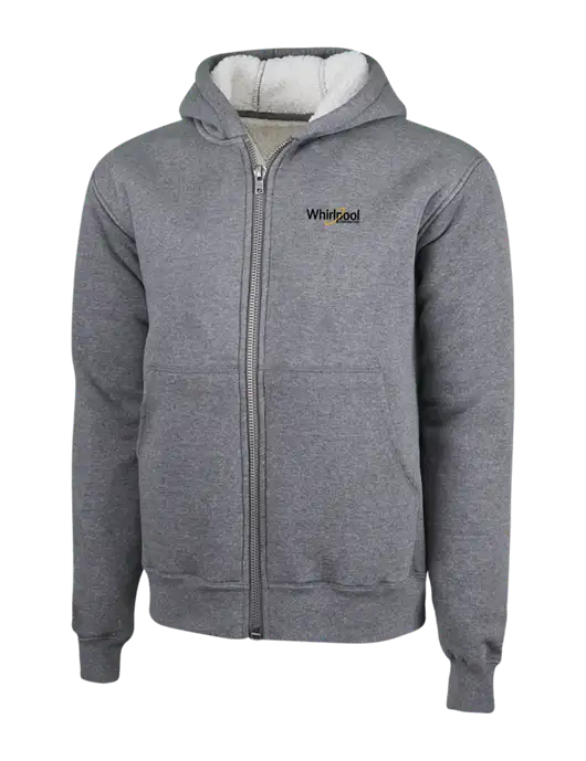 Cornerstone Grey Heather Heavyweight Sherpa Lined Hooded Fleece Jacket w/Whirlpool Corporation Logo