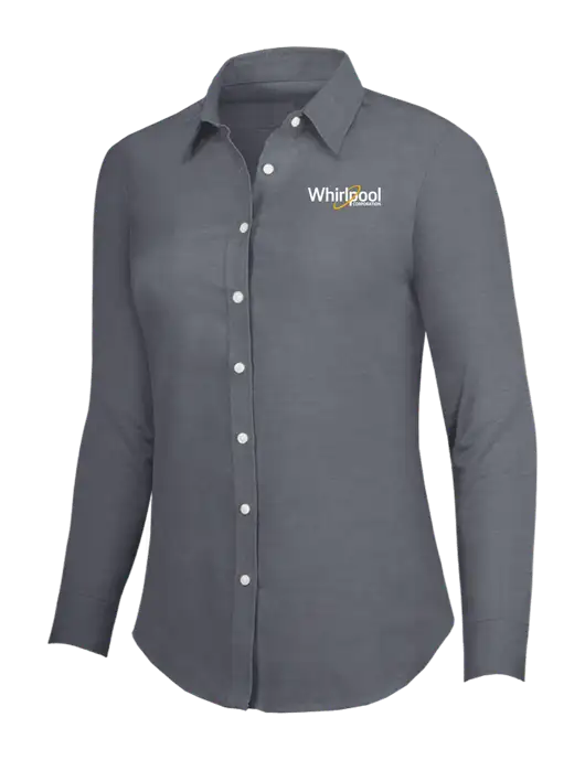 Dark Grey Womens SuperPro Oxford Shirt w/Whirlpool Corporation Logo