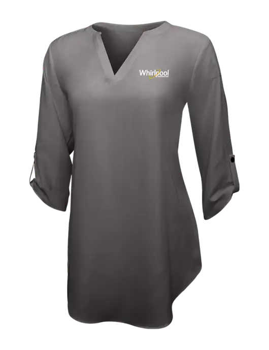 Dark Grey Womens 3/4 Sleeve Tunic Blouse w/Whirlpool Corporation Logo