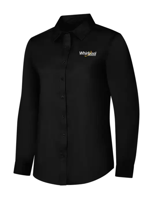 Womens Black Long Sleeve Superpro React Twill Shirt w/Whirlpool Corporation Logo