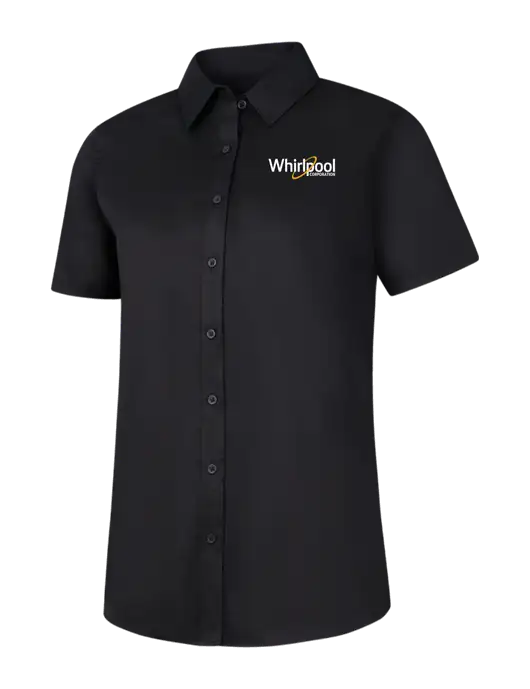 Womens Black Short Sleeve Superpro React Twill Shirt w/Whirlpool Corporation Logo
