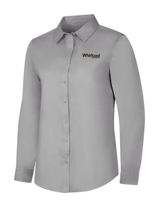 Light Grey Womens Long Sleeve Superpro React Twill Shirt w/Whirlpool Corporation Logo