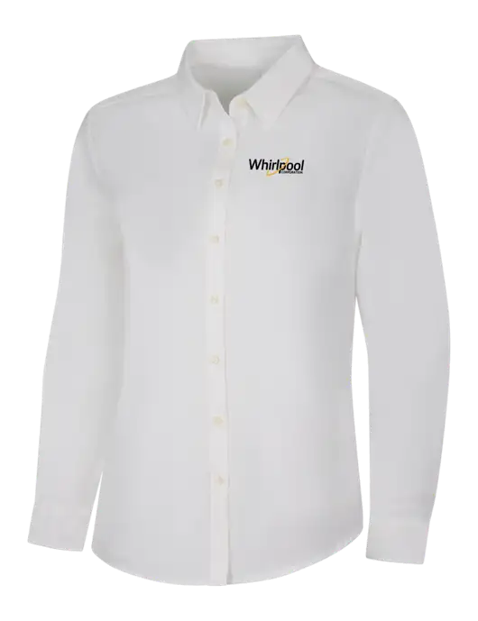 Womens White Long Sleeve Superpro React Twill Shirt w/Whirlpool Corporation Logo