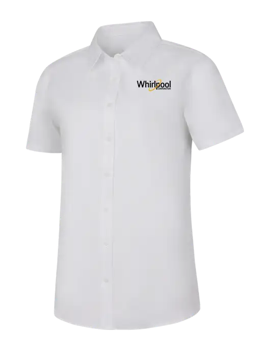 Womens White Short Sleeve Superpro React Twill Shirt w/Whirlpool Corporation Logo
