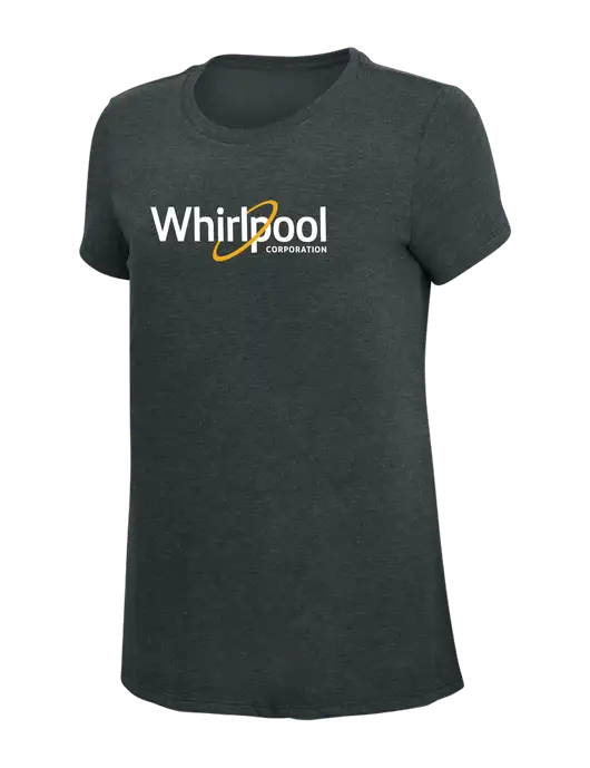 Womens Simply Soft Black Frost 4.5oz Poly/Combed Ring Spun Cotton T-Shirt w/Whirlpool Corporation Logo