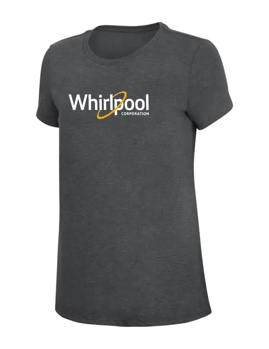 Womens Simply Soft Charcoal 4.5oz Poly/Combed Ring Spun Cotton T-Shirt w/Whirlpool Corporation Logo