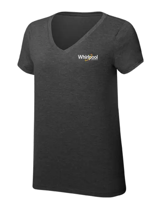 Womens Simply Soft V-Neck Black Frost 4.5oz  Poly/Combed Ring Spun Cotton T-Shirt w/Whirlpool Corporation Logo