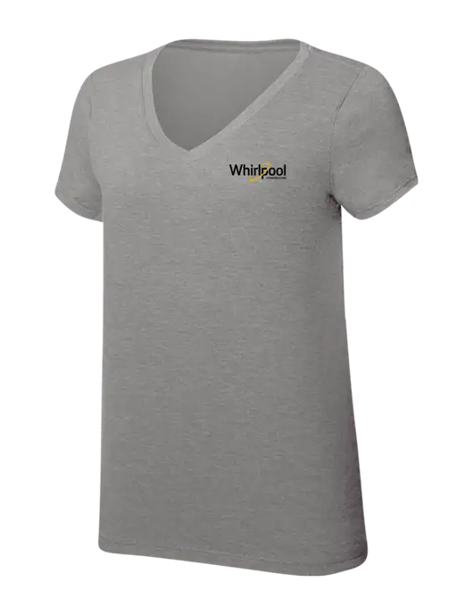 Womens Simply Soft V-Neck Grey Frost 4.5oz  Poly/Combed Ring Spun Cotton T-Shirt w/Whirlpool Corporation Logo