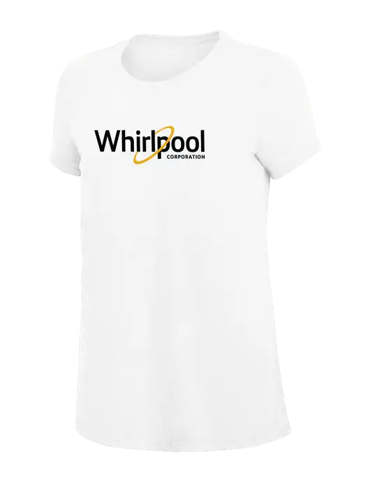 Womens Simply Soft White 4.5oz Poly/Combed Ring Spun Cotton T-Shirt
 w/Whirlpool Corporation Logo