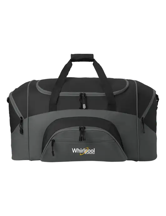 Standard Colorblock Black/Dark Grey Sport Duffel w/Whirlpool Corporation Logo